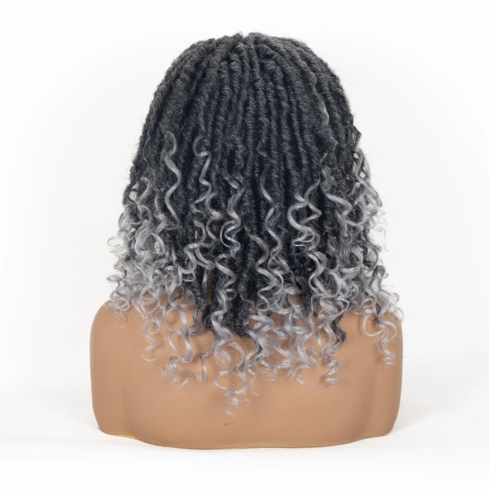 Synthetic Dreadlock Headband Wigs for Women 16 Inch Ombre Color Synthetic Headband Wigs Curly End Dreadlock Crochet Hair Wigs