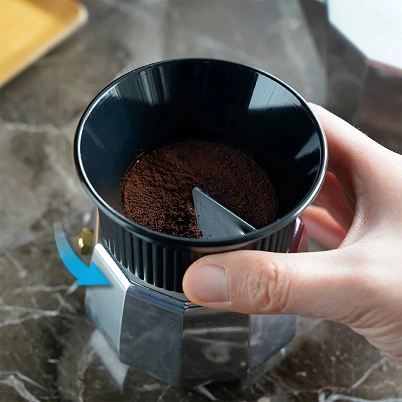 

55/60mm Moka Pot Tamper - 3/4/6 Cup Rotary Dosing & Leveling Ring for Coffee Distribution (Universal Fit, Durable)