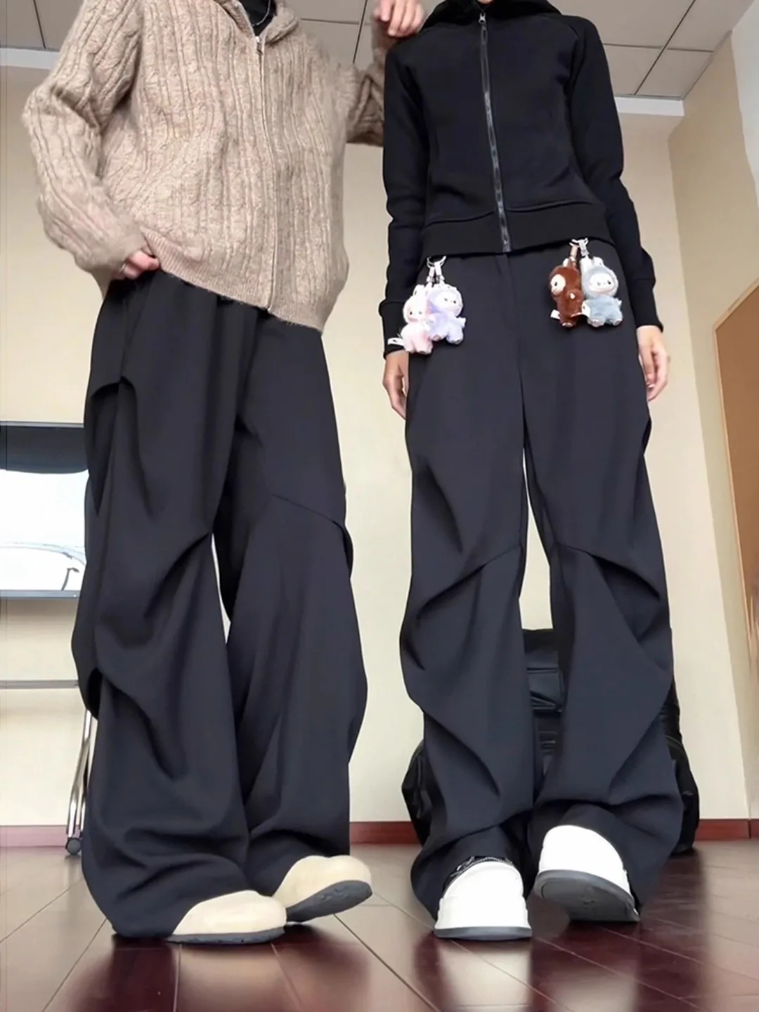 

Thiened Fce Men's Autumn Winter American Cleanfit Casual Knife Pants Straight Leg Long Trousers Youth Trendy Sle