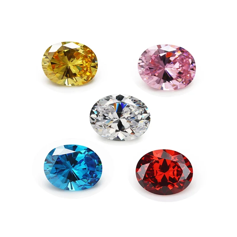 Größe 3x5mm~10x12mm 5A Ovaler Schliff Lose Zirkonia-Steine Weiß Goldgelb Rosa Granat Meeresblau Mix 5 Farben CZ Synthetische Edelsteine – Detail 1