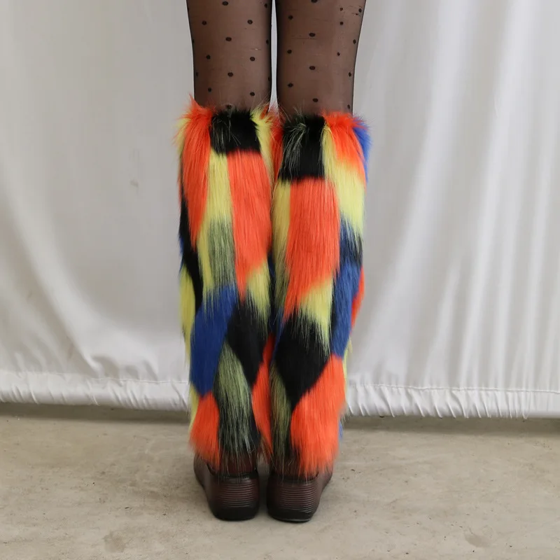 Fur Legging Leg Warmers Women Hairy Sockliner New Imitation Fox Hair Winter Knee Leggings All-match Foot Warmer Shoe Covers Tide
