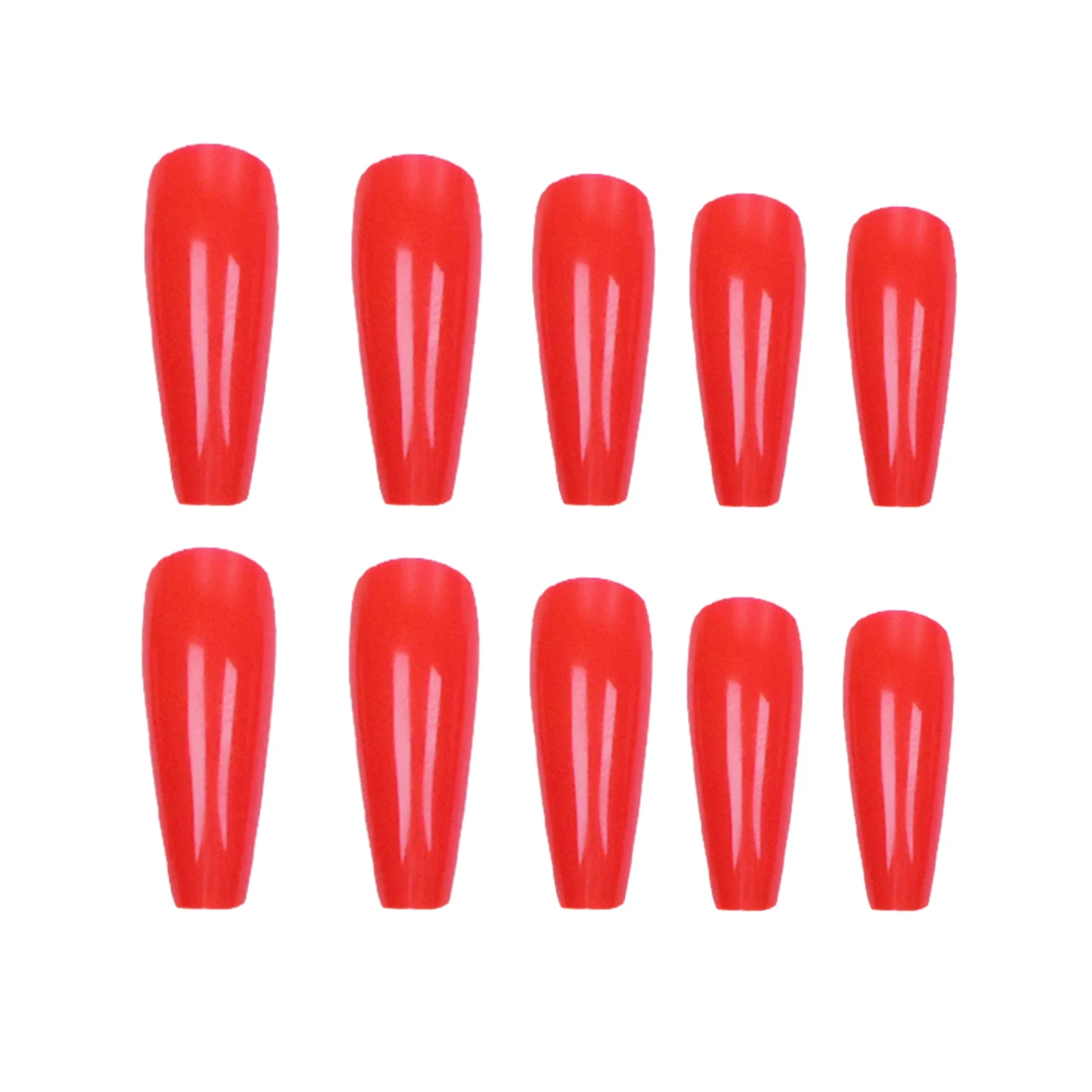 24pcs French Press Red Long Coffin Nail False Nails Reusable Acrylic Nails Full Coverage Acrylic False Nails For Daily Wear image 2