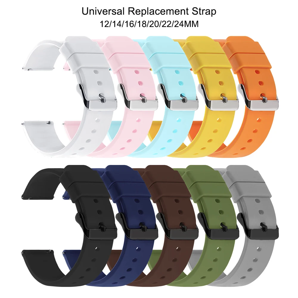 12/14/16/18/20/22/24mm Silicone Watch Bands Soft Quick Release Rubber Watch Band for Samsung Galaxy for Huawei Watch StrapsBelt