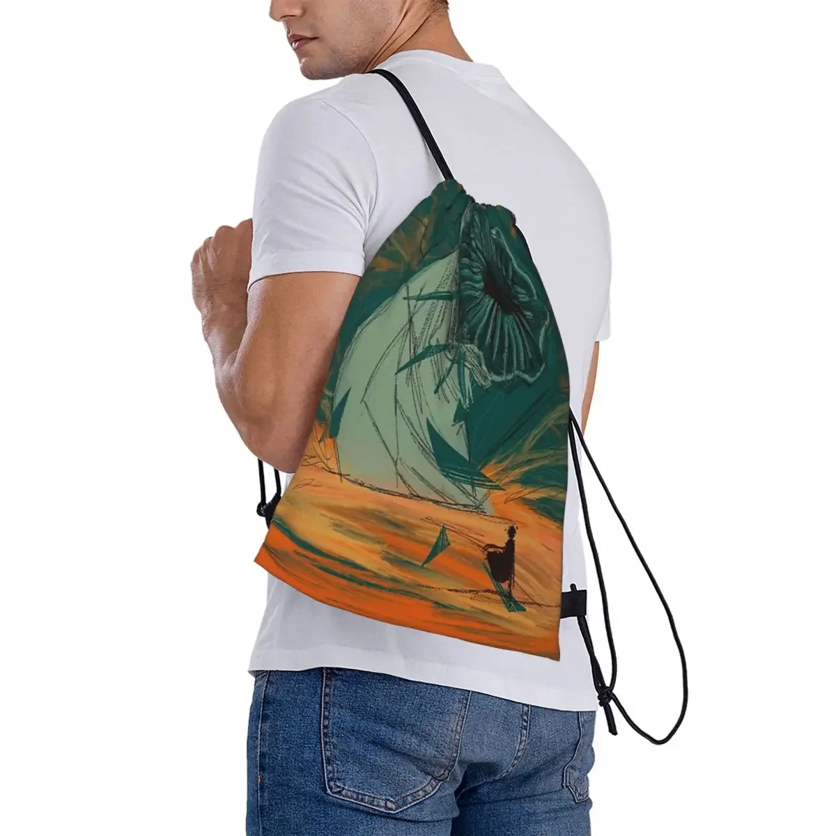 Dune Moda Portátil Drawstring Sacos, Bundle Pocket Sports Bag, Bookbag para estudantes de viagens