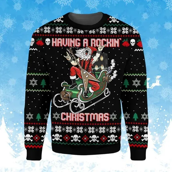 Fun and ugly Christmas sweaters, comfortable and trendy holiday Christmas 3D printed sweatshirts, streetwear, pullovers, tops