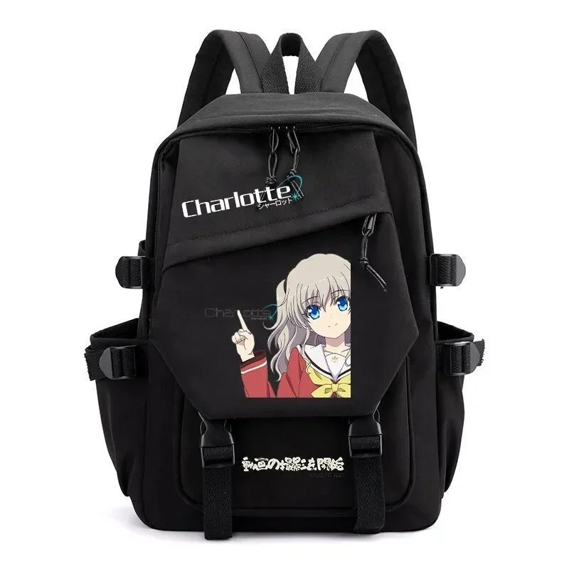 29×42×13cm Black White Green Blue Pink, Charlotte, Anime, Student Kids Teens School Bags, Backpacks, Girls Boys