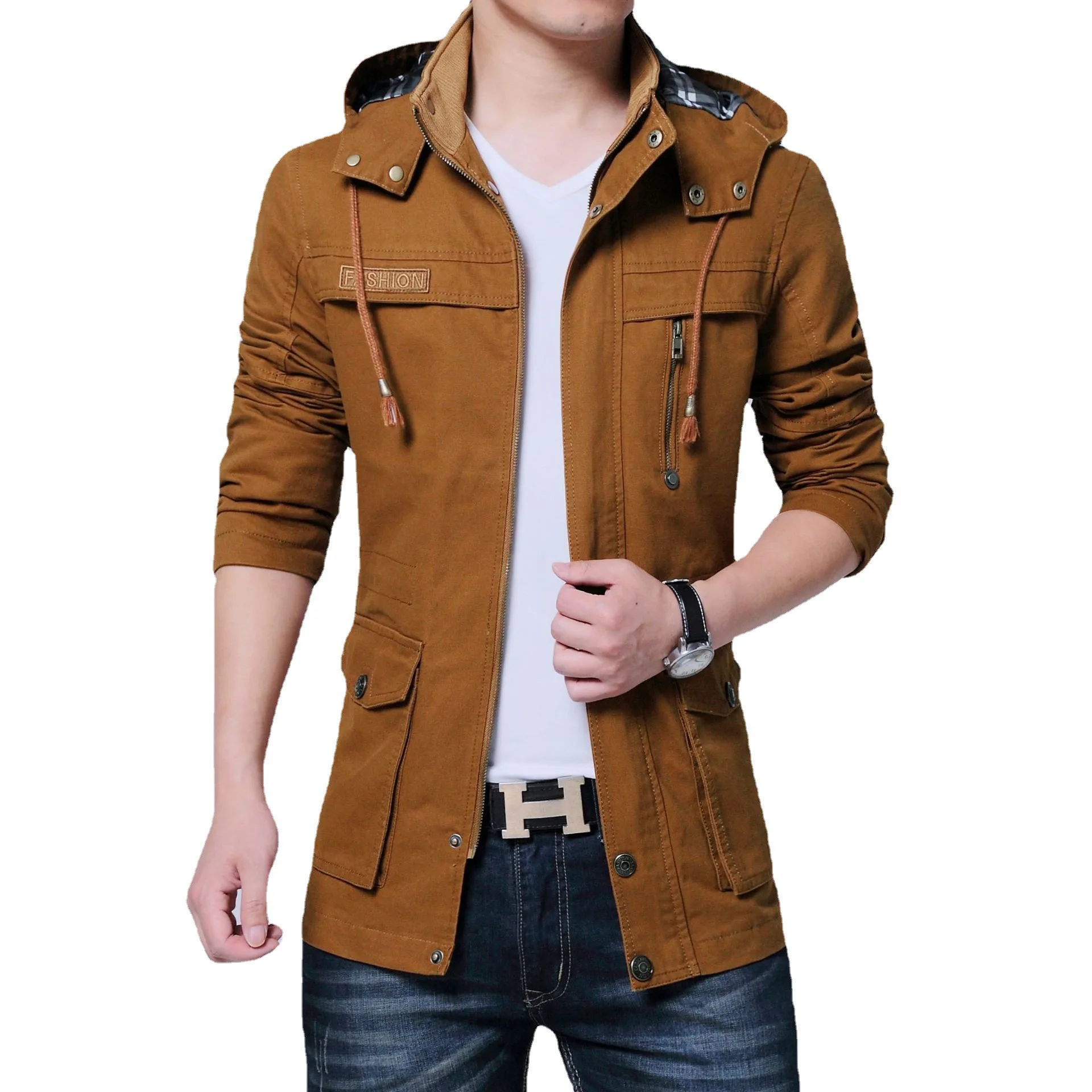 

Casual Cotton Padded Jacket Male Multi-Pocket Fur Hoodies Men Parka Military Cargo Coat Mens Thick Warm Man Jacket Winter Parkas