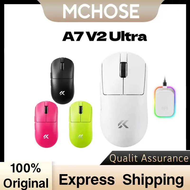 NEW MCHOSE A7 V2 Ultra Wireless Gaming Mouse for Esports 59 g, PAW3950 TI, 42K DPI, TOPSPEED Dual 8K Polling Rate
