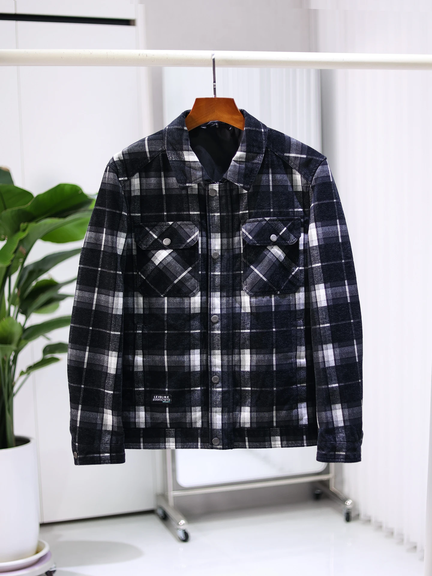 

Color Woven Cheered Casual Commuter Jaet Men's Stand Collar Autumn Winter Polyester Nylon Cosite Fiber Long Sve Coat
