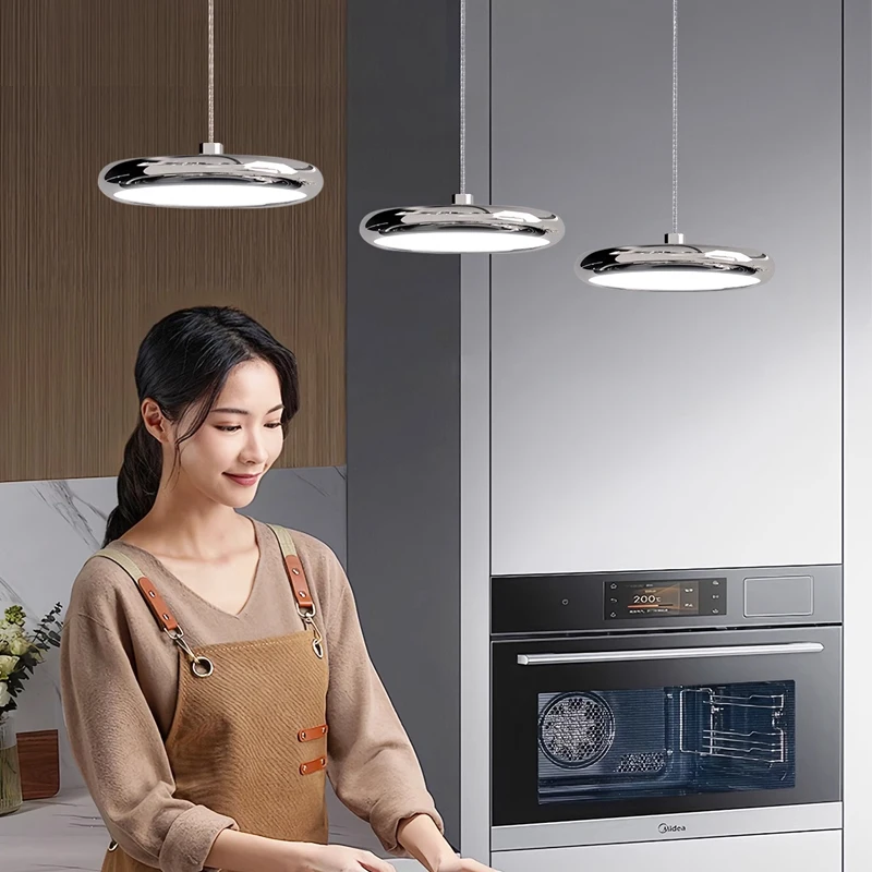 Modern Minimalist Restaurant UFO Pendant Light, Kitchen Long Pendant Light Living Room Dining Table, Ceiling Decorative Lighting