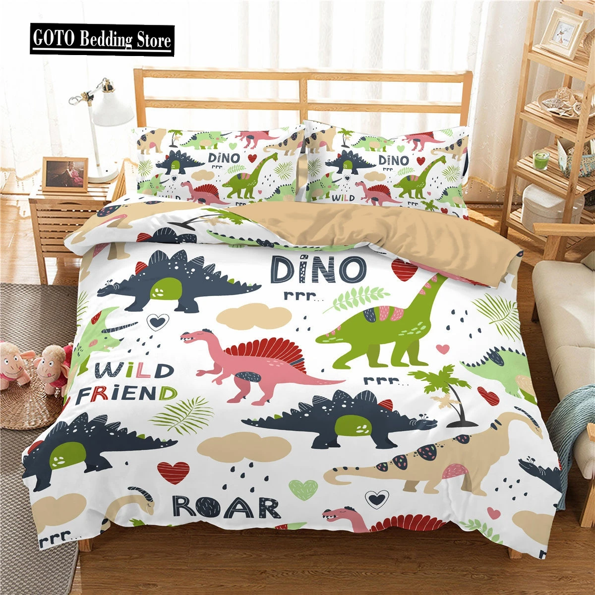 

2021 Bedding Set Adults Children Winter Duvet Cover Sets Kids,twin Full Queen King Bedroom Set 3D dinosaur housse de couette