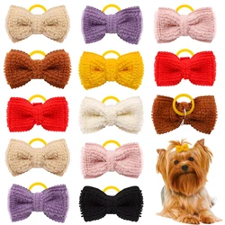 10/20/30pcs Pet Decorate Hair Bowknot Hand-made Puppy Hair Bows Rubber Bands Dog Hair Accessories for Small Dog Cat Pet Supplies