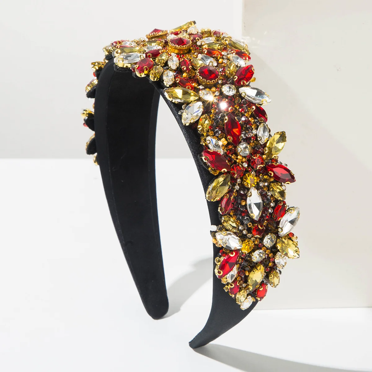 

Повязка на голову Heming в новом ретро-барочном стиле, инкрустированная бриллиантами, с цветочным узором, широкая, женская, элитная, для балов и банкетов, аксессуар для волос