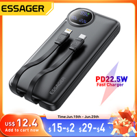 Essager 22.5W Power Bank 20000mAh with Two Built-in Cables Portable Charger For iPhone 15 Pro Max,Charge 4 Devices at Once ﻿