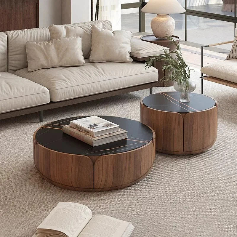 minimalist walnut sticker coffee table living room household round petals creative combination art simple and modern sense