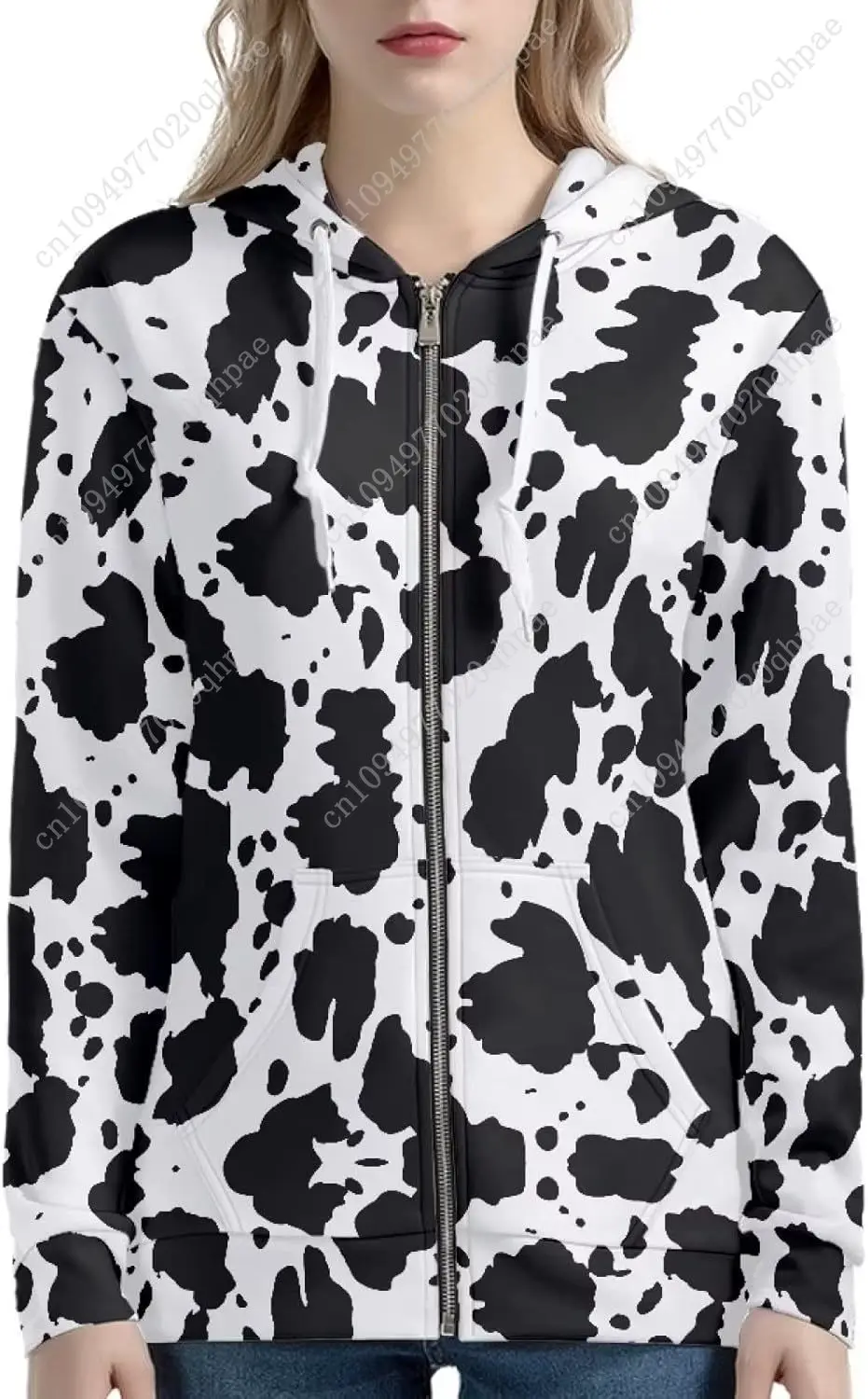 سترة Uourmeti بغطاء للرأس بسحاب للنساء والفتيات المراهقات سترة خريفية XS-5XL