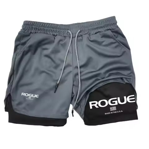 Rogue Gyms Fitness Shorts Men Summer Sportswear 2 in 1 Double-deck Compression Shorts Male Sports Tracksuits Track Joggers Short