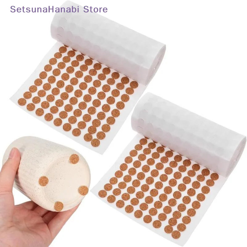 [W]1000Pcs/Roll Anti Slip Cork Pads Adhesive Cork Rounds For Plant Pot Coasters Cabinet Bumpers Floor Protector