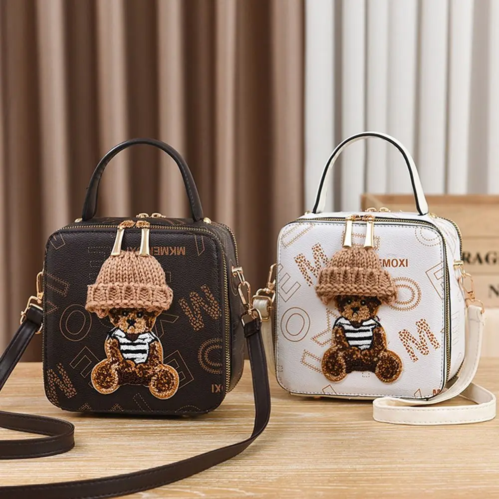 Cute Cartoon Bear Shoulder Bags Simple PU Leather Crossbody Bag Messenger Bag Women Female