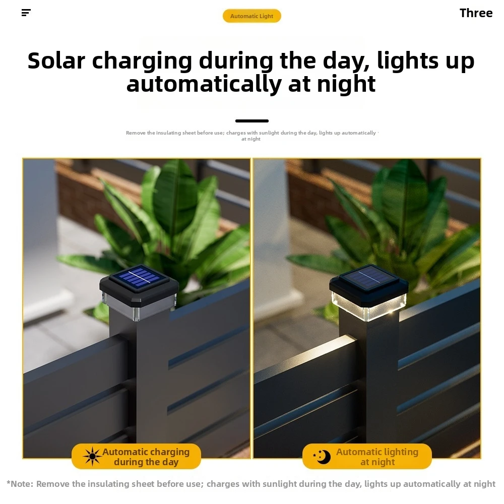 IP65 Waterproof Solar LED Post Cap Light LED Light Solar Powered Deck Lighting Post Cap Design Outdoor Use Garden Lighting