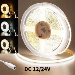 1-10M COB LED Strip Light DC 12V 24V 320 Leds Elastyczne światło o wysokiej gęstości Linear FOB FCOB Ściemnialna taśma wstążkowa Dekoracja wnętrz