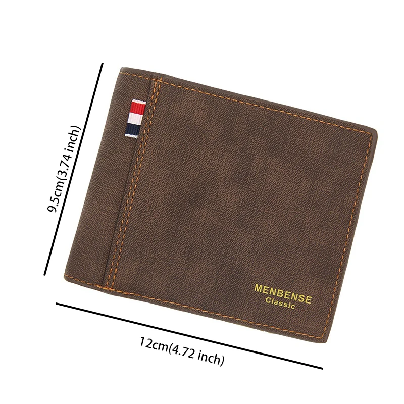 Classic Men Wallet PU Leather Short Bifold Male Purse High Capacity Card Holder With Coin Pocket ID Window Credit Card Case