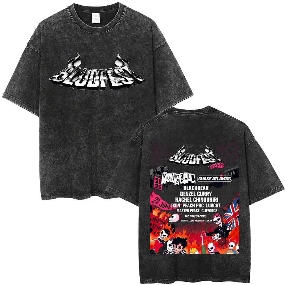 

Yungblud Bludfest Music Festival Vintage Washed T-shirt Men Women Fashion Gothic Rock Cool T-shirts Men's Casual Cotton T Shirts