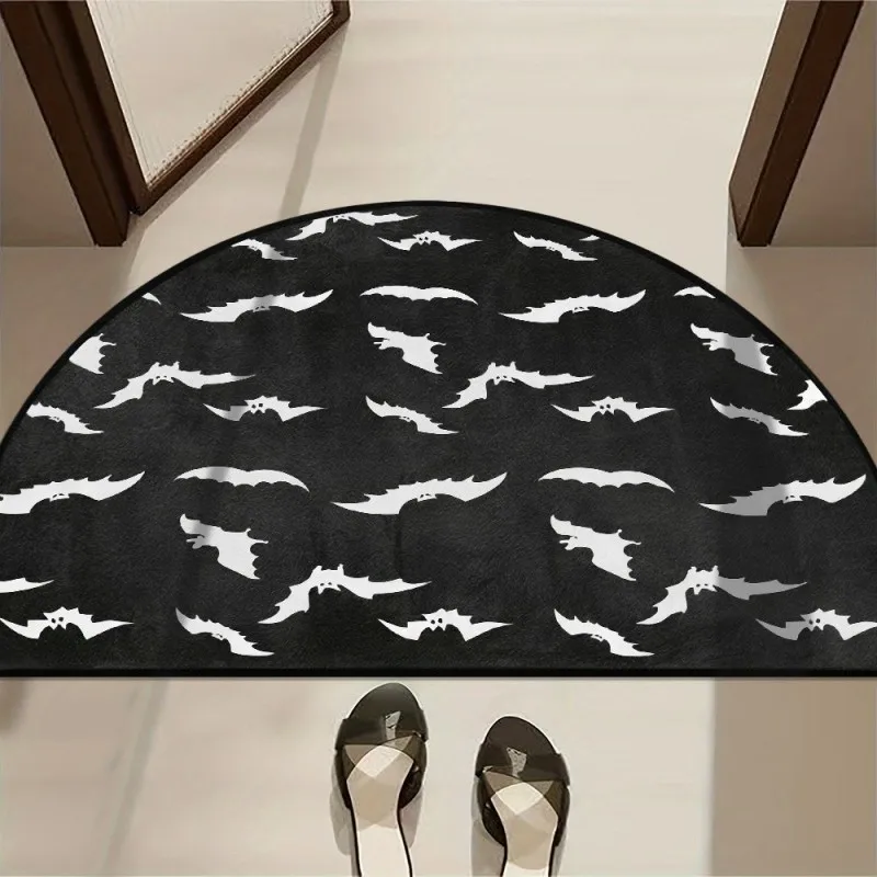 Spooky Halloween Half Round Doormat Witch Castle Pumpkin Semicircle Carpet For Living Room Bedroom Front Door Welcome Mat Gift