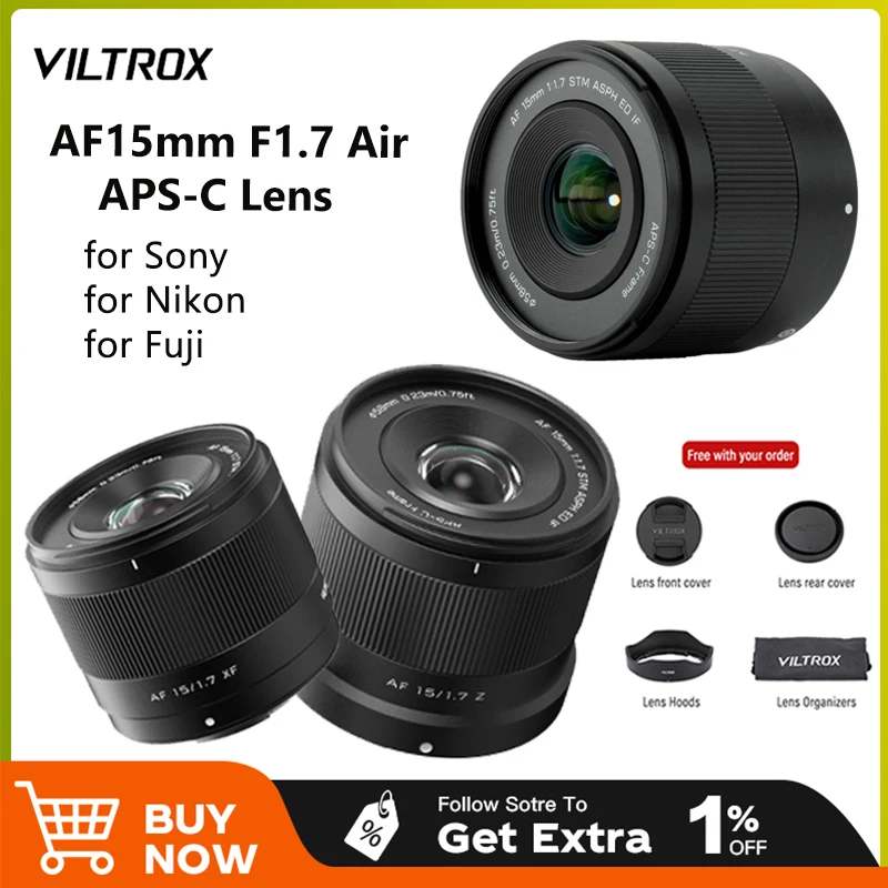 

Viltrox AF 15mm F1.7 Air Wide Angle Lens for Sony A6700 ZV-E10ii for Fujifilm XT3 XT5 XM5 XT40 XM50 for Nikon z30 z50 z5ii zfc