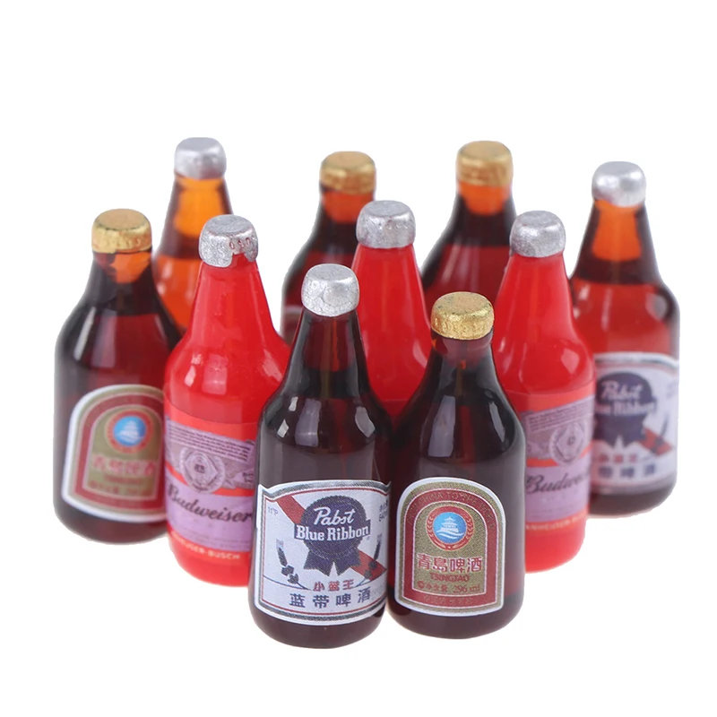 10Pcs Dollhouse Miniature Resin Bottle Simulation Wine Bottle Model Children Toys Gifts