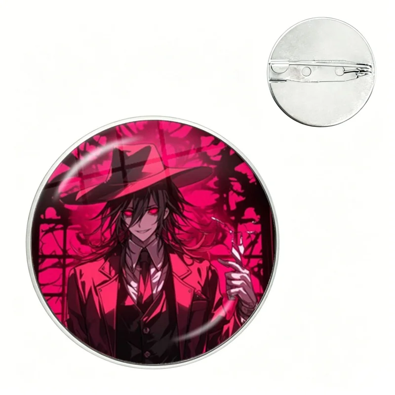 Anime Hellsing Ultimate Pin Glass Dome Brooches Shirt Lapel Bag Cute Badge Cartoon Pins For Lover Girl Friends