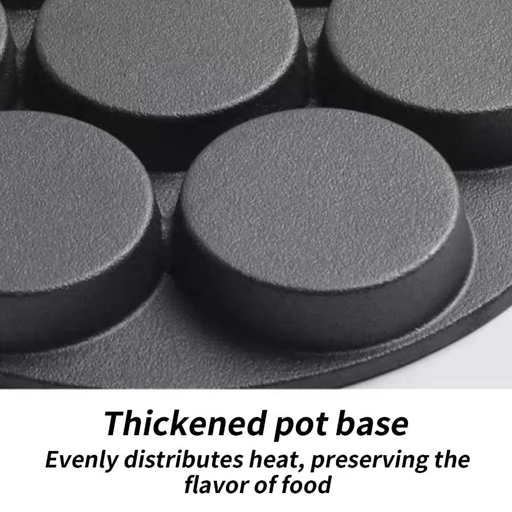 

Новая чугунная сковорода для блинов с 7 отверстиями, чугунная практичная плоская сковорода, железная сковорода для жарки яиц на гриле