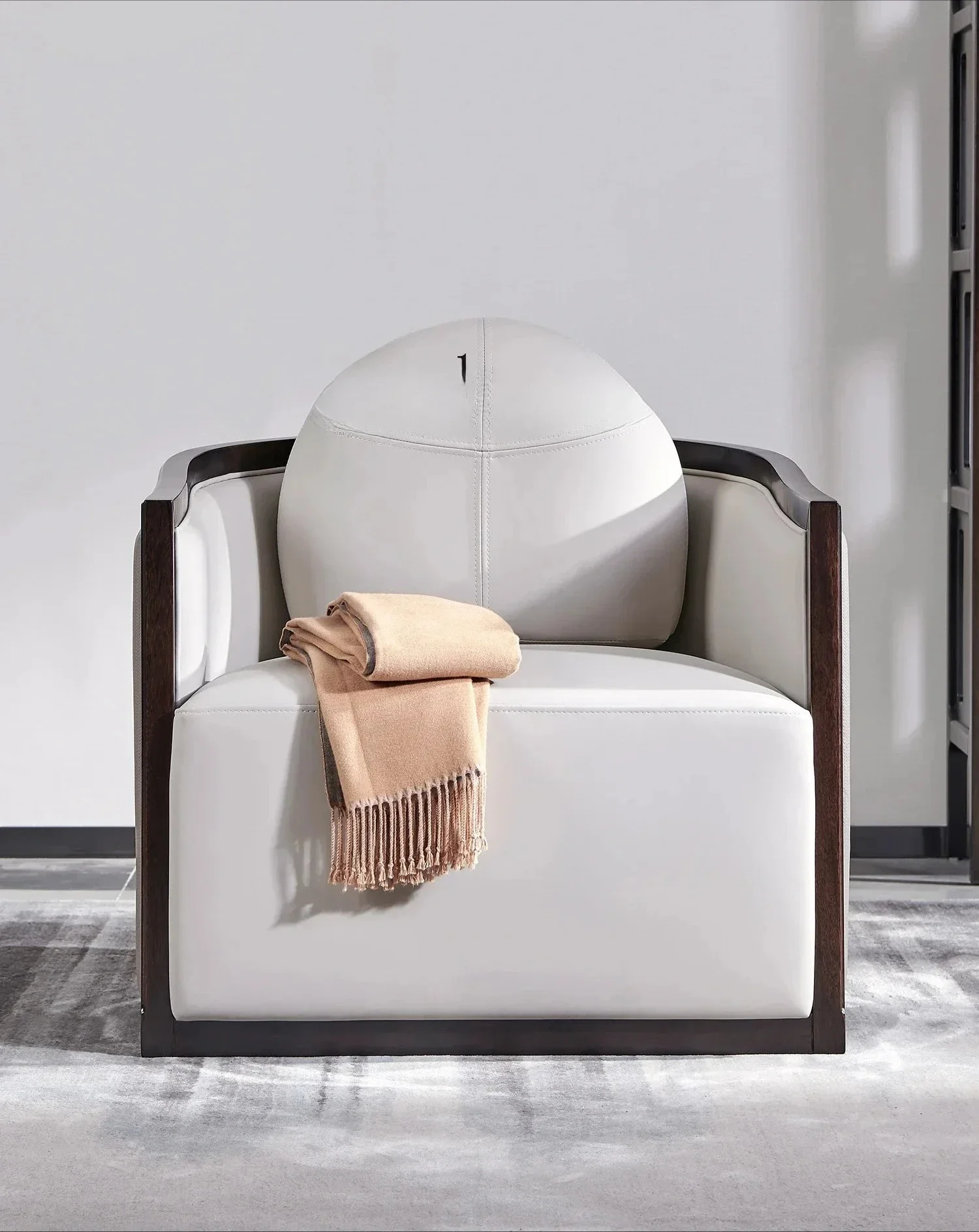 

BTQH New Chinese Single Sofa Chair Master Chair Ebony Furniture Full Solid Wood Leather Leisure Chair
