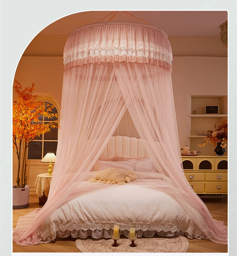 Latest Princess Canopy Mosquito Net Curtain Bedding Romantic Round Dome Tent Easy Installation for Home Decor Single Door