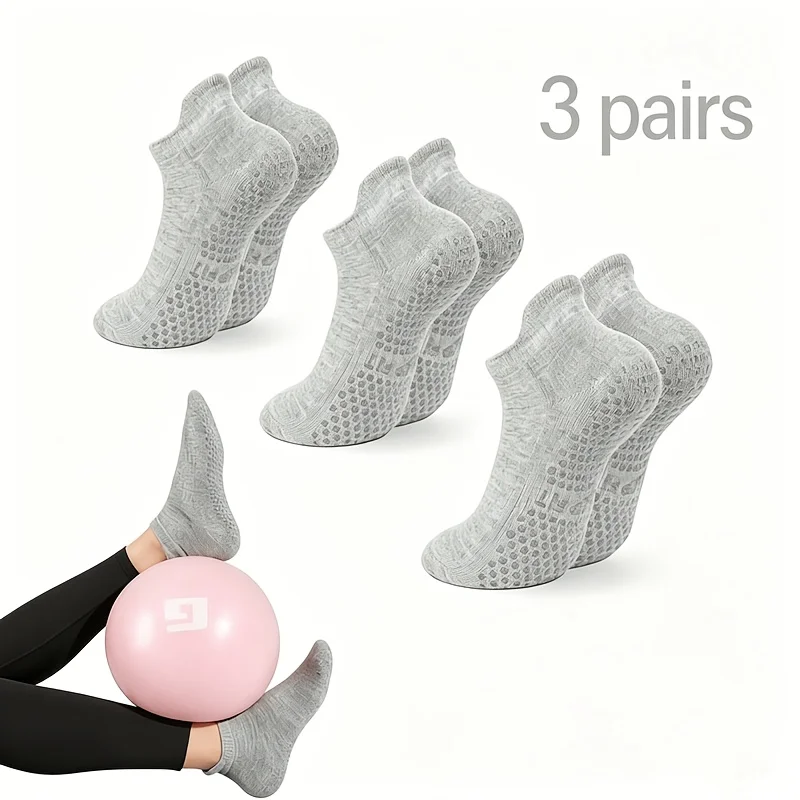 3 pairs of women's anti slip Pilates indoor and outdoor sports socks yoga socks