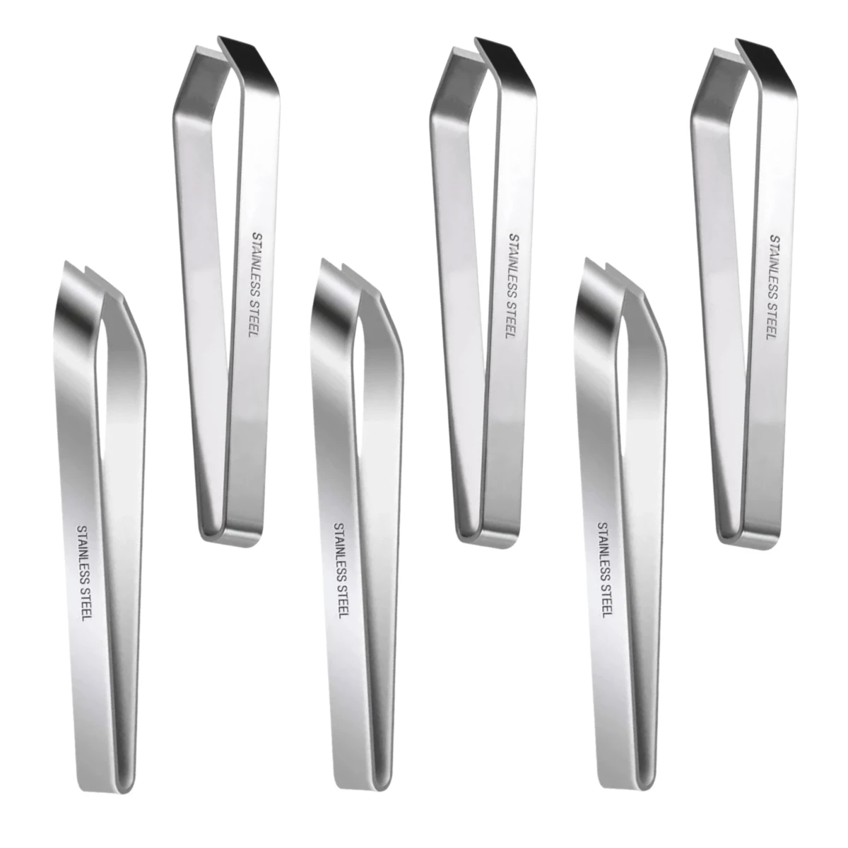 6Pcs Stainless Steel Fish Bone Tweezers Hair Removal Tweezers Flat And Slant Tweezers Allow For Close Access To Surfaces Without