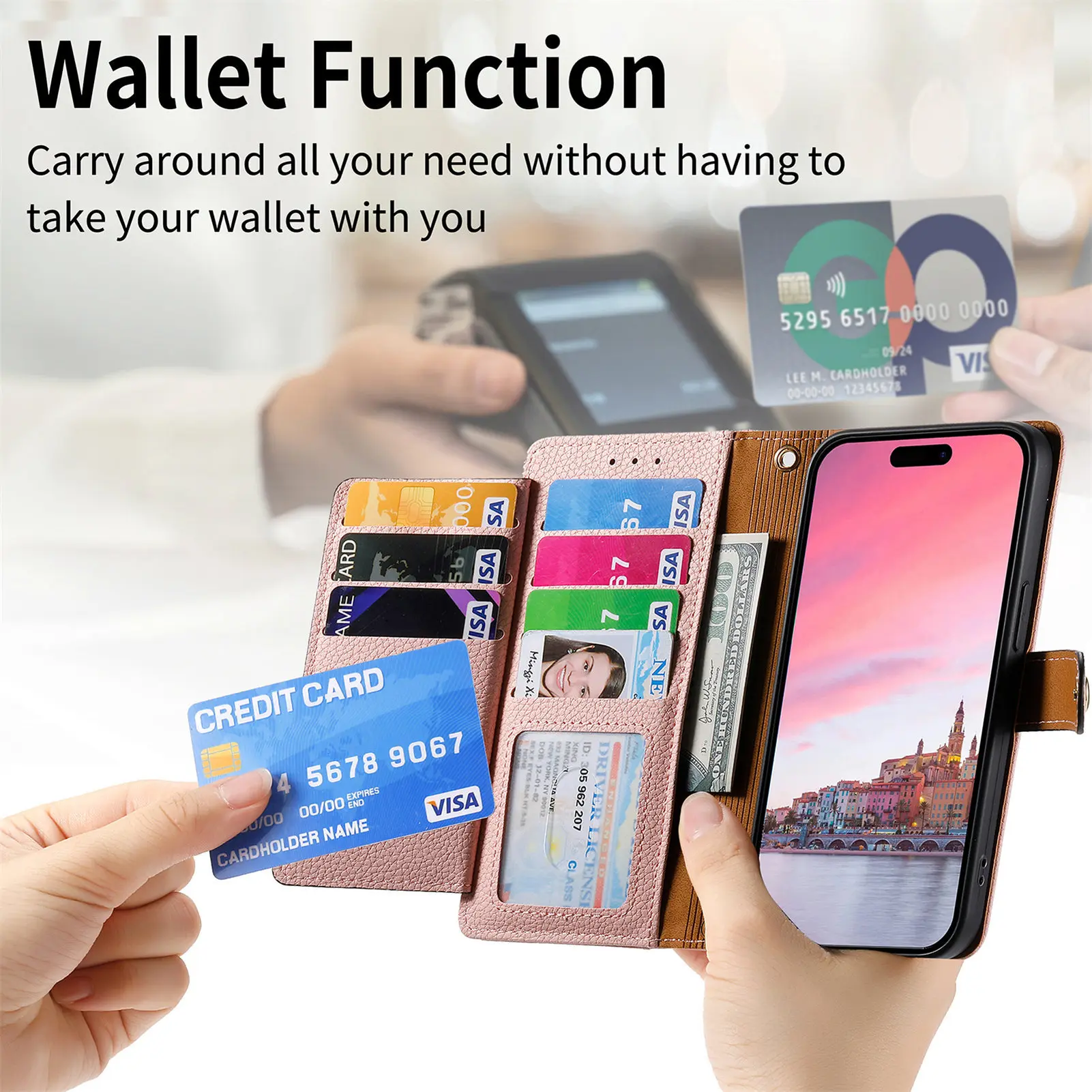 Love Heart Zipper Lanyard Leather Cover for iPhone 18 Pro Max 16 Plus 16E 15 14 13 12 11 17 Pro Max Strap Card Slot Wallet Case