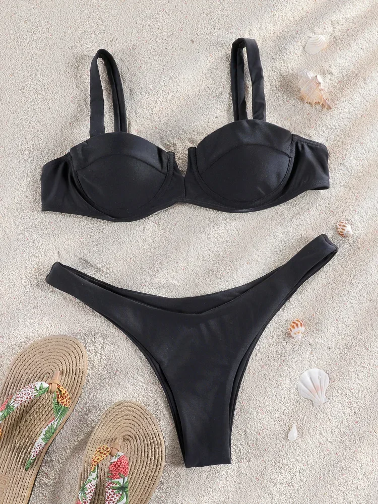 

ZRTAK Swimsuit Sexy Bikinis Women Push Up Bikinis Sets 2024 Swimming Suit Thongs Black Biquinis Bathing Suits Summer Beachwear