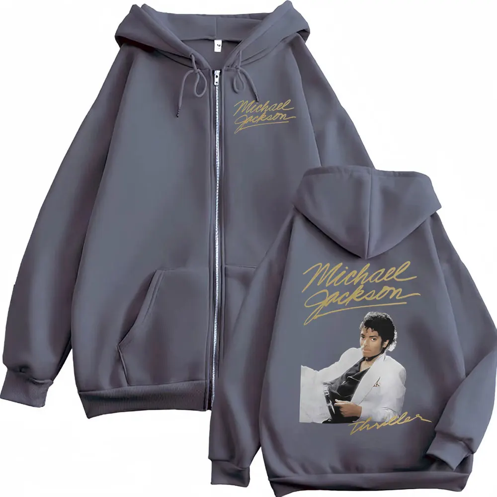 Michael Jackson King of Pop Bad Era Tour Zip Up Hoodie Men Women Classic Hip Hop Jacket Sweatshirts Casual Fleece Zipper Hoodies