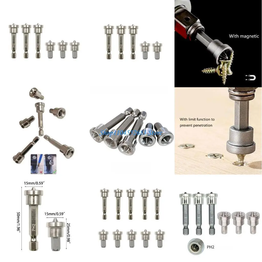 Y6GD 5/6/10 Pcs Positioning Screwdriver Bits Woodworking Screw Shank