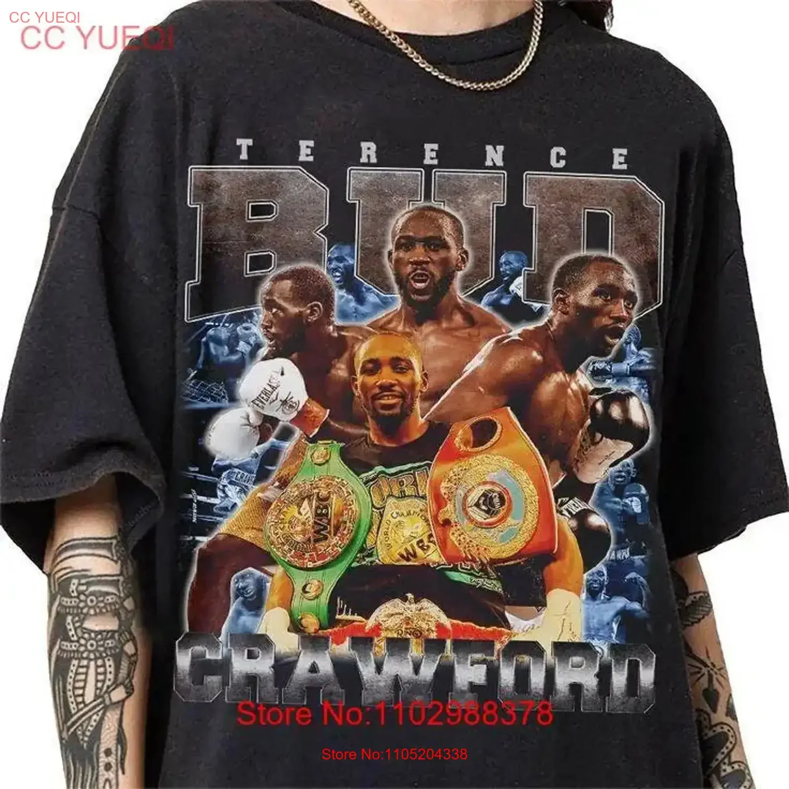 Terence Crawford 90s Vintage Bootleg Style T Shirt IM078 vintage lavé confortable doux étiré vêtements de créateur de mode