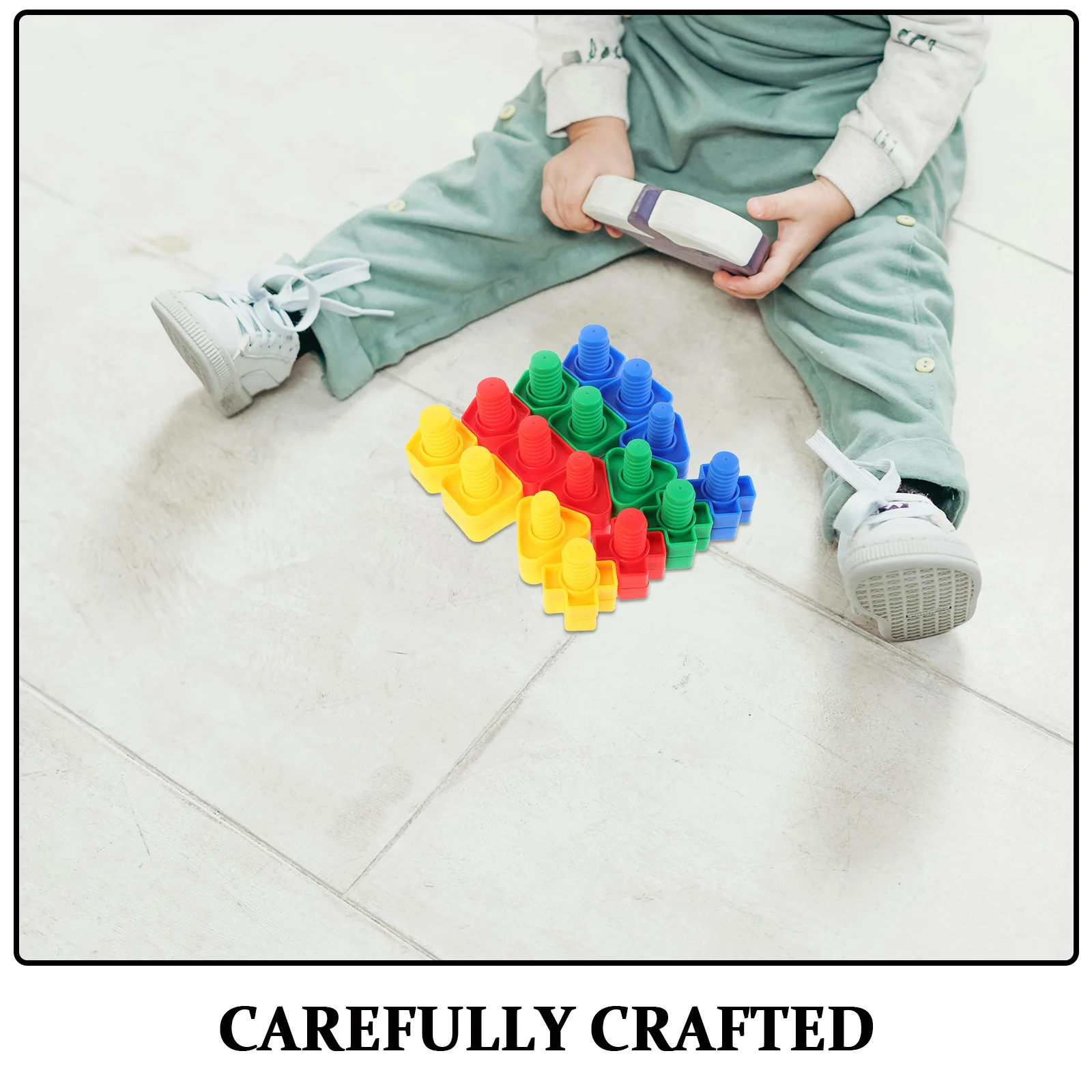 32 Paar Kunststoff-Bolzenmutter mit Schrauben-Design, Montessori-Baukpiel für die Entwicklung der Feinmotorik von Kleinkindern