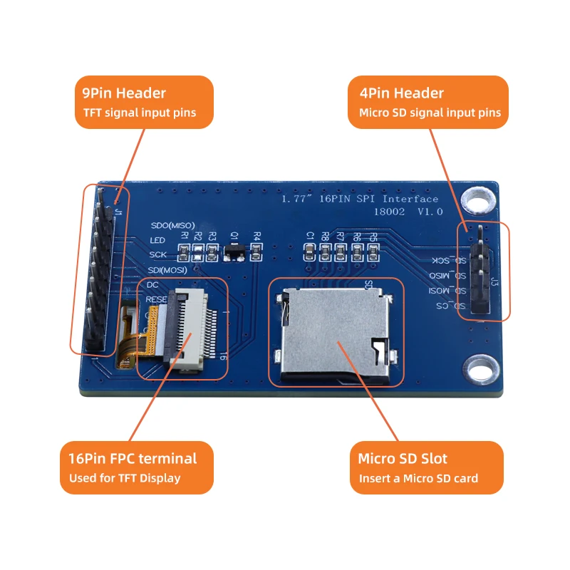 1.8" TFT screen mini display LCD Display Module 128x160RGB SPI Interface ST7735S,esp32 display arduino display,TN  visual angle