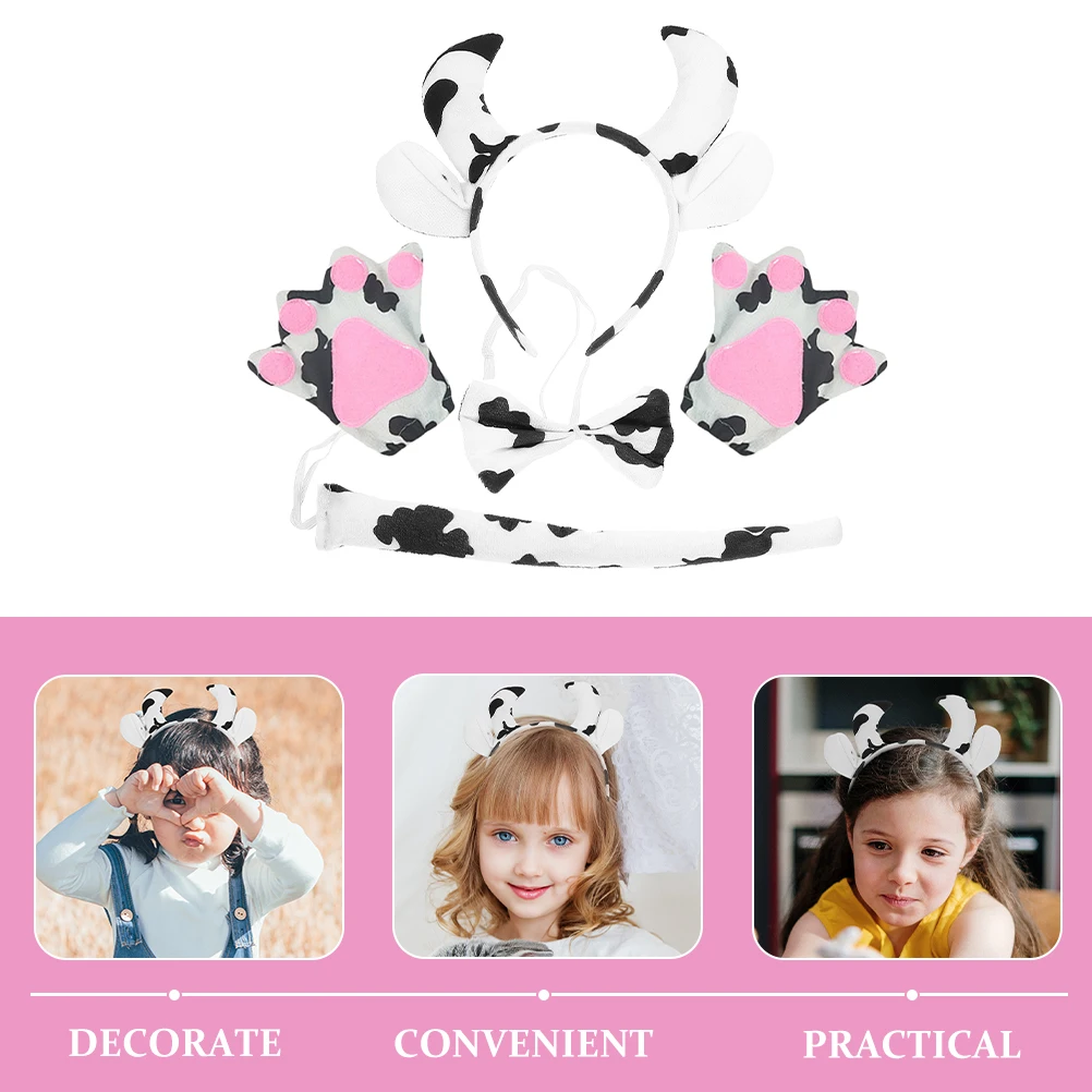 

Cow Headdress Set Animal Costumes Fancy Hair Ear Headband Props Fabric Decoration Accessories for Women