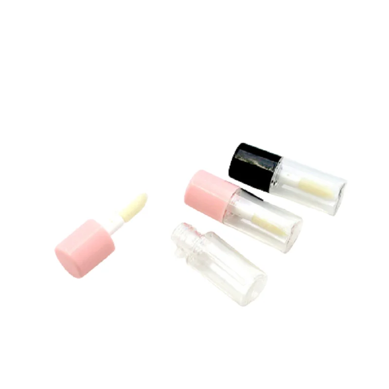 50 Stuks Mini Lip Tintoil Buizen Zwart Wit Roze Deksel Clear Cosmetische Hervulbare Fles 1.5 Ml Lippenstift Vloeistoffen Lipgloss container