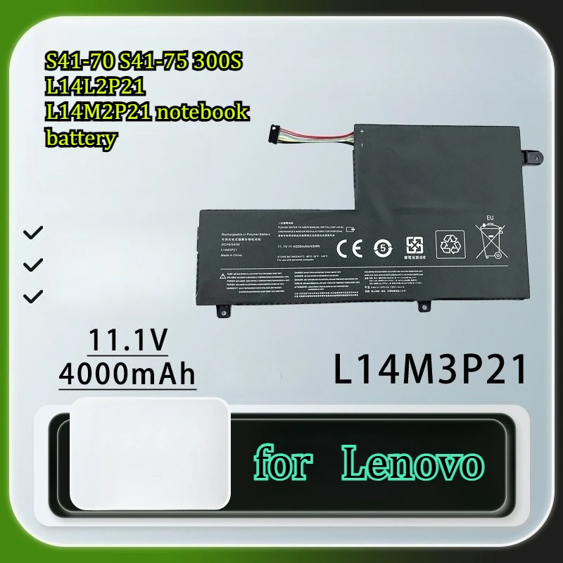11.1v4000mAh for Lenovo S41-70 S41-75 300S L14L2P21 L14M2P21multi Model Compatible with Long Endurance and Stable Laptop Battery