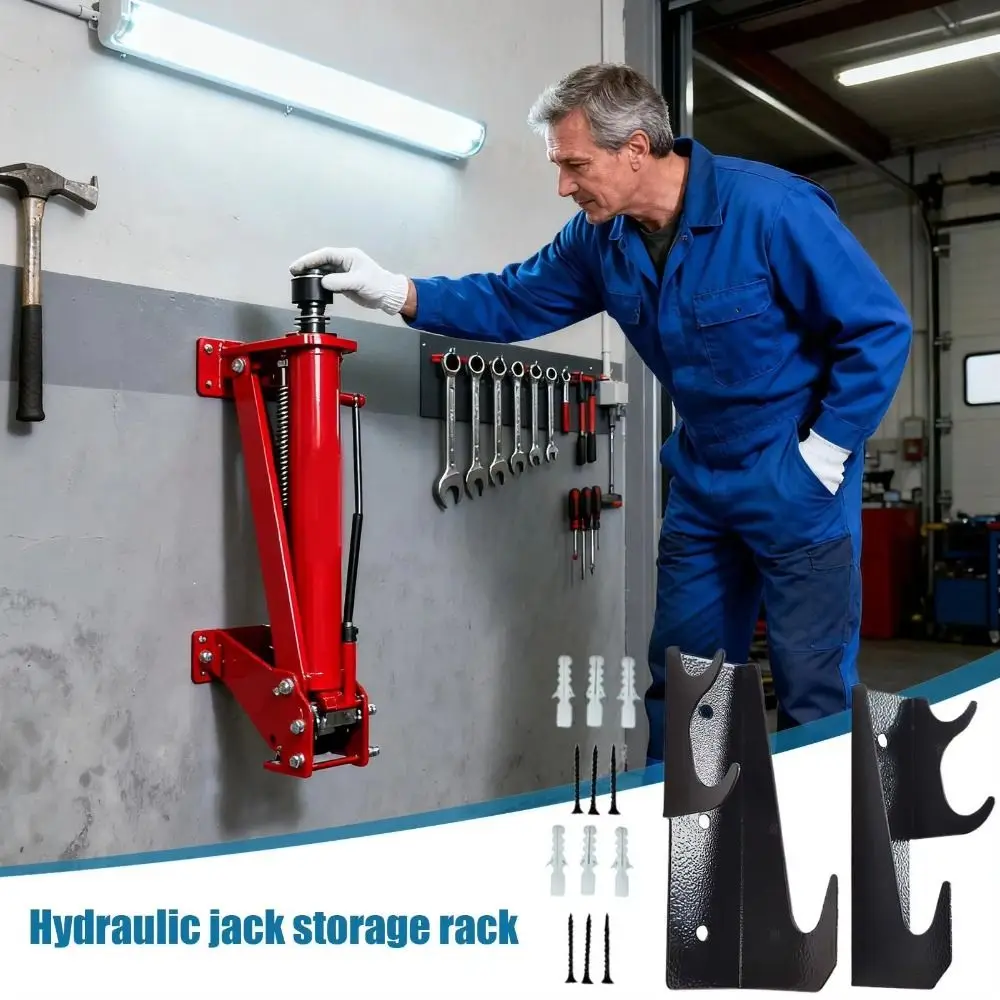 

2pcs Heavy Duty Steel Wall Mount Bracket Universal Bracket Space Saving Jack Storage Rack Durability Double Hook Design