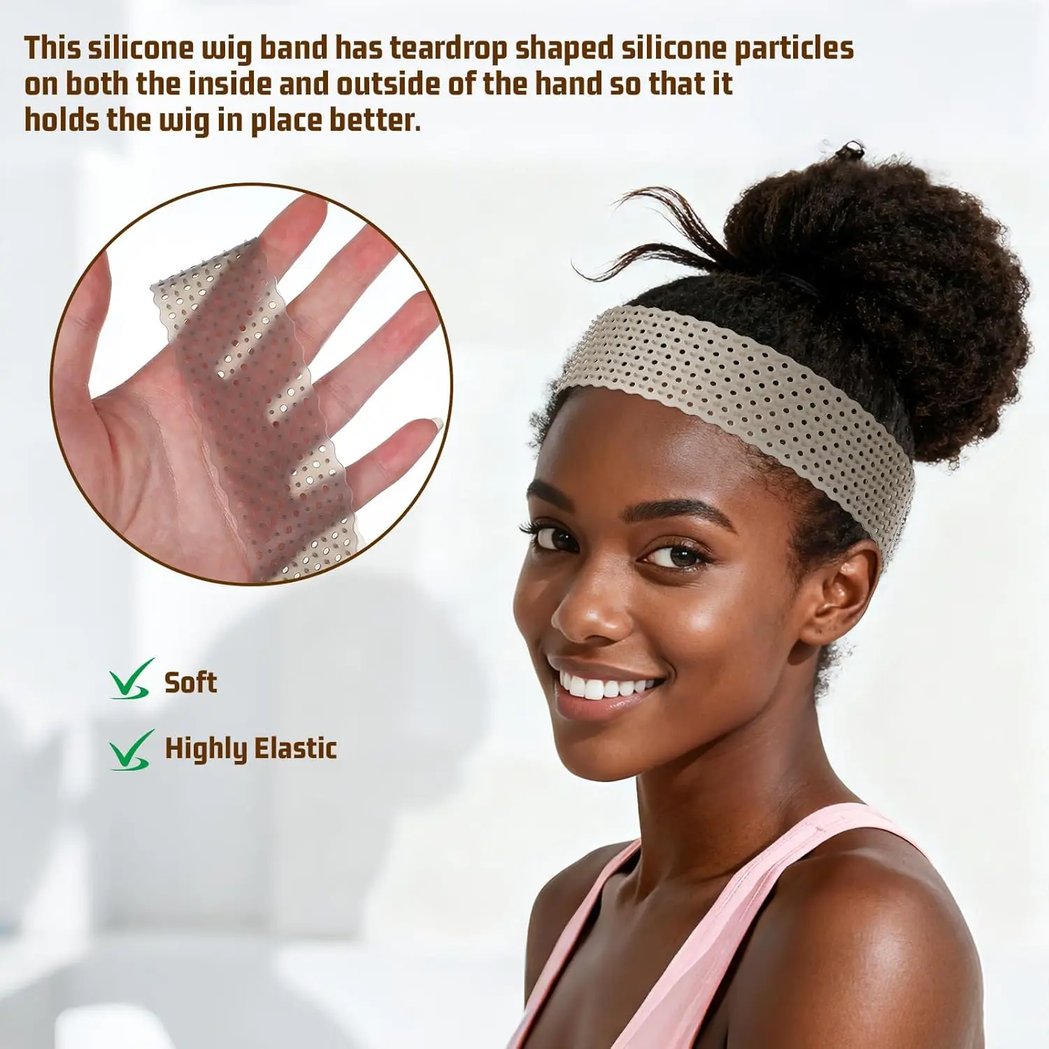 new breathable Wig Grip Band Non-Slip Silicone Wig Headband for Women/man Elastic Wig band for Lace Wigs to Hold Wig head band