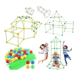 Kids Creative Fort Building Blocks Indoor Tent Brick Kit DIY Educational Building Castle Assembled Toys Ball Games Toy Gift