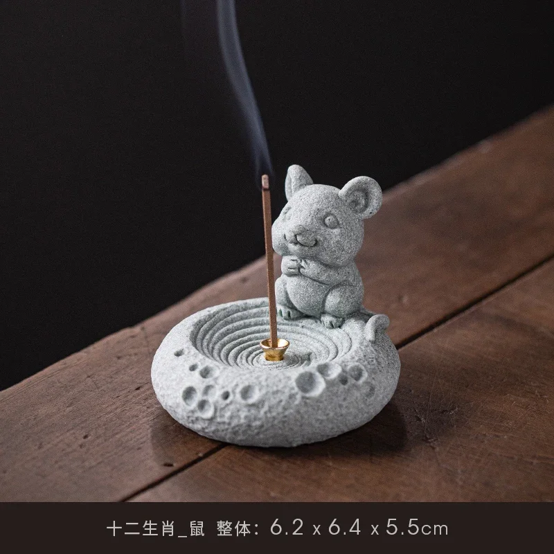 Blue Sand Stone Twelve Zodiac Tea Ceremony Decoration Aromatherapy Chinese Stove Incense Holder Lovely Table Decoration